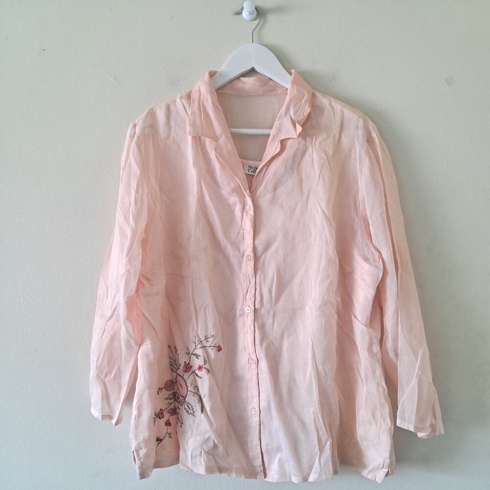 Style & Co Peach Floral L/S Top w/ Cami - Size 14